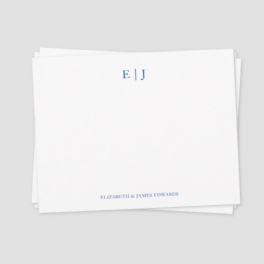 Persoonlijke Blauwe Monogram Koppelinitialen Notitiekaartje