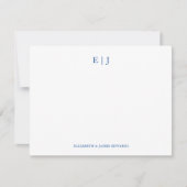 Persoonlijke Blauwe Monogram Koppelinitialen Notitiekaartje (Voorkant)