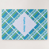 Persoonlijke blauwe naam Aruba-vlag getegeld Legpuzzel (Horizontaal)
