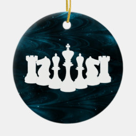 Persoonlijke Blauwe Nebula Chess King Keramisch Ornament
