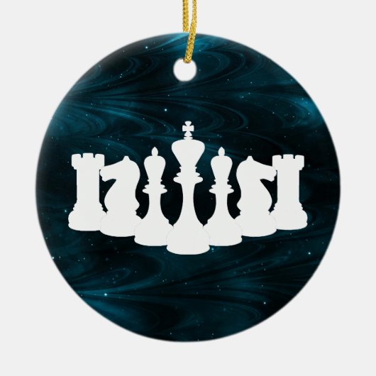 Persoonlijke Blauwe Nebula Chess King Keramisch Ornament (Voorkant)