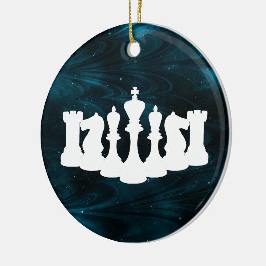 Persoonlijke Blauwe Nebula Chess King Keramisch Ornament (Links)