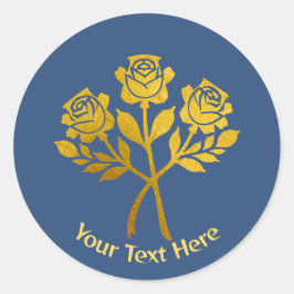 Persoonlijke Blauwe Nep Gouden Bloemisterij Rozen Ronde Sticker