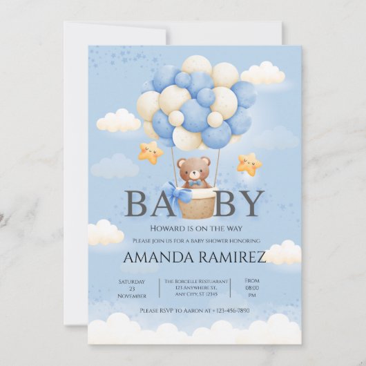 Persoonlijke Blauwe Olifant Baby Shower Kaart (Voorkant)