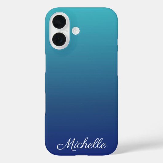 Persoonlijke blauwe ombre-gradiënt Case-Mate iPhone case (Achterkant)