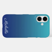 Persoonlijke blauwe ombre-gradiënt Case-Mate iPhone case (Achterkant (horizontaal))