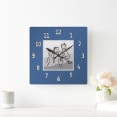 Persoonlijke blauwe omlijste foto vierkante klok (Huis)