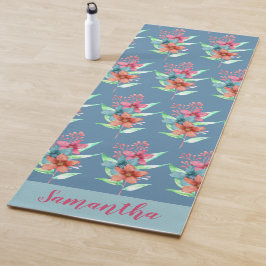 Persoonlijke Blauwe Oranje Roze Bloem Yogamat