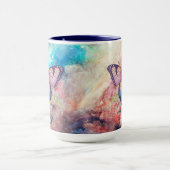 Persoonlijke Blauwe, Paarse, & Roze Waterverf Vlin Mok (Midden)