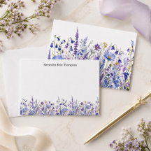 Persoonlijke Blauwe Paarse Wilde Bloem Waterverf