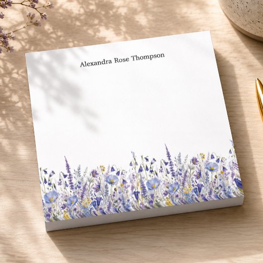 Persoonlijke Blauwe Paarse Wilde Bloem Waterverf Post-it® Notes