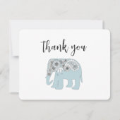 Persoonlijke Blauwe Paisley Olifant Bedankkaart (Voorkant)