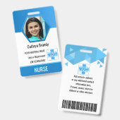 Persoonlijke blauwe personeels-ID, foto, naam Badge (Voor- en achterkant)