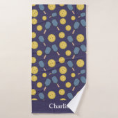 Persoonlijke Blauwe Pickleball Badhanddoek (Badhanddoek)