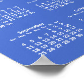 Persoonlijke blauwe poster jaarlijkse kalender 201 (Hoek)