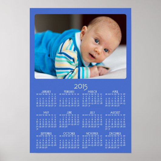 Persoonlijke blauwe poster jaarlijkse kalender 201 (Voorkant)