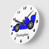 Persoonlijke Blauwe Raceauto Ronde Klok (Hoek)