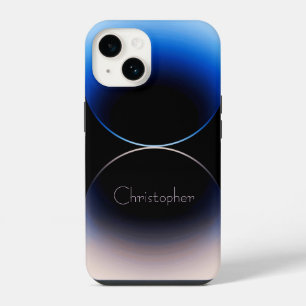 Persoonlijke blauwe radiale textuur iphone 15 14 hoesje