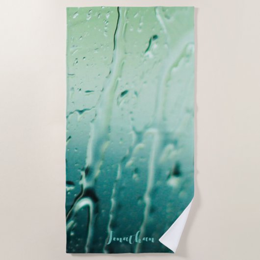 Persoonlijke Blauwe Regendruppels Bachelorette-fee Strandlaken (Voorkant)