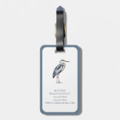 Persoonlijke Blauwe Reiger Vogel Bagagelabel (Achterkant verticaal)