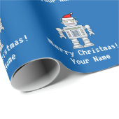 Persoonlijke blauwe robot Santa Claus kinder Kerst Cadeaupapier (Rol Hoek)