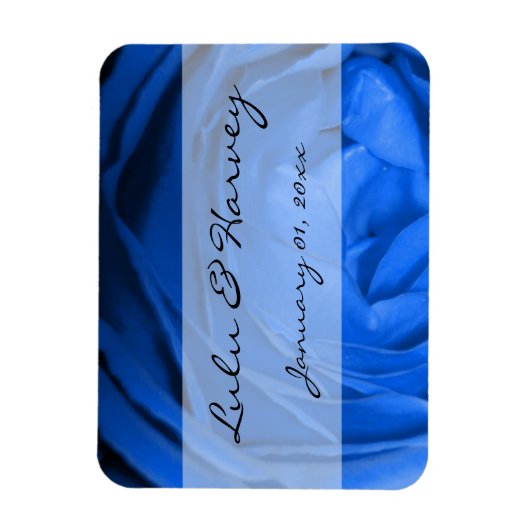 Persoonlijke Blauwe Rozen Bruiloft Magneet (Verticaal)