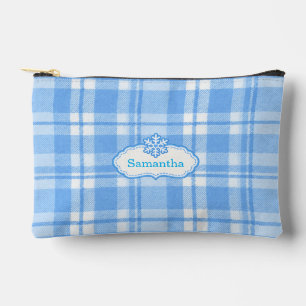 Persoonlijke blauwe ruit sneeuwvlok make-uptas etui