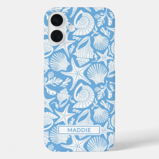 Persoonlijke Blauwe Schelpen Case-Mate iPhone Case (Achterkant)