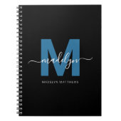 Persoonlijke Blauwe Script Naam Initiaal Monogram Notitieboek (Voorkant)