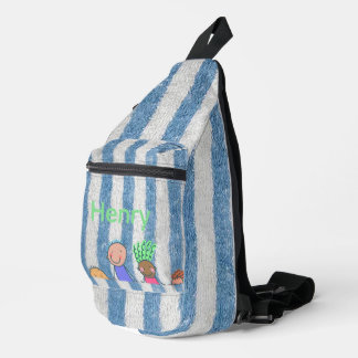 Persoonlijke Blauwe Streep Sling Bag