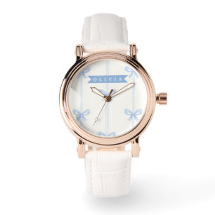 Persoonlijke Blauwe Strik Coquette Naam Esthetiek Horloge