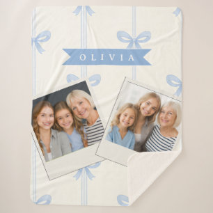 Persoonlijke Blauwe Strik Coquette Naam Esthetiek Sherpa Deken