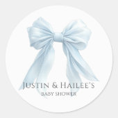 Persoonlijke Blauwe Strik Meisje Coquette Baby Sho Ronde Sticker (Voorkant)