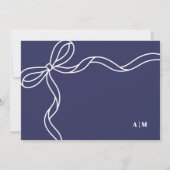 Persoonlijke Blauwe Strik Monogram Notitiekaartje (Achterkant)