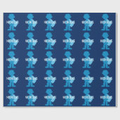 Persoonlijke Blauwe Superheld Boy Silhouette Kinde Cadeaupapier (Vlak)