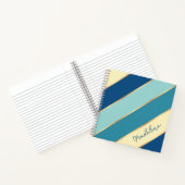 Persoonlijke Blauwe Teal Groene Gele Gouden Streep Notitieboek (Binnen)