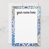 Persoonlijke blauwe tegels notiecards bedankkaart (Voorkant)
