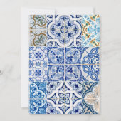 Persoonlijke blauwe tegels notiecards bedankkaart (Achterkant)