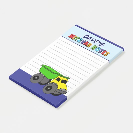 Persoonlijke Blauwe Truck Mitzvah Post-it® Notes (Schuin)
