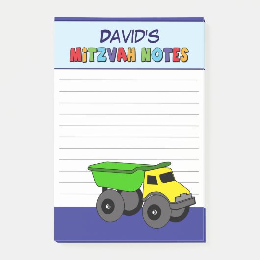 Persoonlijke Blauwe Truck Mitzvah Post-it® Notes (Voorkant)