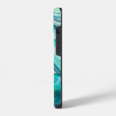 Persoonlijke blauwe turkoois zee golven bubbels iPhone hoesje (Linkerkant)