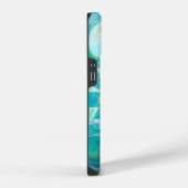 Persoonlijke blauwe turkoois zee golven bubbels iPhone hoesje (Rechterkant)