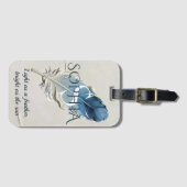 Persoonlijke Blauwe Veer Aangepaste Naam Monogram Bagagelabel (Voorkant (horizontaal))