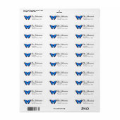 Persoonlijke blauwe vlinder retouradreslabels etiket (Full Sheet)