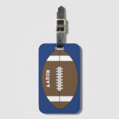 Persoonlijke blauwe voetbal bagage label cadeau (Voorkant (verticaal))