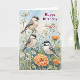 Persoonlijke Blauwe Vogel Bloemen Watercolor verja Kaart