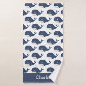 Persoonlijke Blauwe Walvis Kinderen Badhanddoek (Badhanddoek)
