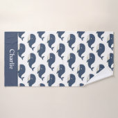 Persoonlijke Blauwe Walvis Kinderen Badhanddoek (Badhanddoek)