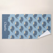 Persoonlijke Blauwe Walvis Kinderen Badhanddoek (Badhanddoek)