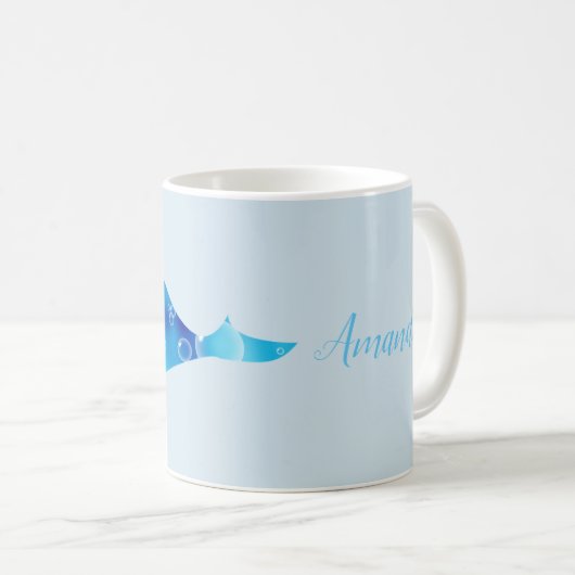  persoonlijke blauwe walvis koffiemok (Voorkant rechts)